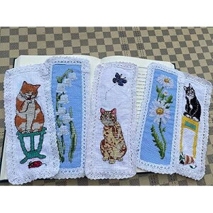 6pcs, cats and Flowers DIY cotton cross stitch kits, 6AȁALƉԁANXXeb`LbgA8x20cmA100%RbgA14JEgALbchbOX[XNXXeb`ubN}[NARbg