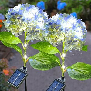 ガーデンライト ソーラーライト 紫陽花 2個セット 暖色 屋外 ガーデニング IP65防水 埋め込みソーラー ロマンチック雰囲気 8つ点灯モード 自動点灯 消灯 省エネ クリスマス 飾り 庭/歩道/駐車