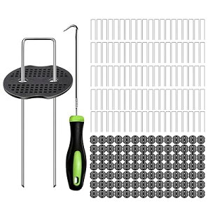 Uピン杭 コ型止めピン 黒丸付 黒丸君 防草シート 固定用 人工芝 押さえピン キャンプ テントペグ 20cmx3cmx20cm 100点セット