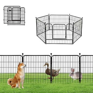 犬 サークル 中大型犬用 犬 ケージ ペットフェンス ペットサークル 犬 ゲージ 幅150*奥行150*高60cm パネル8枚 スチール製 全成長期使用可 複数連結可能 折り畳み式 組立簡単 (ブラック, 高さ60cm,