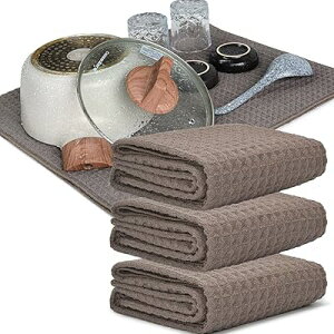 水切りタオル ティータオル 大判80*50cm 吸水 速乾 クロス 食器拭き お皿拭き 鍋拭き (コーヒー3枚)