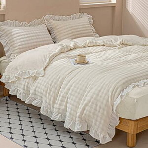 「 」布団カバーセット 4点セット セミダブル 冬用 ミルクファー調 ふわとろ あったか フランネル フリル マイクロファイバー 厚手 もこもこ ボックスシーツ 掛け布団カバー 封筒式枕カバー