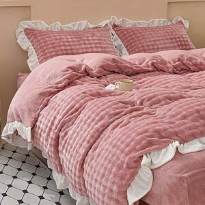 「 」布団カバーセット 3点セット シングル 冬用 ミルクファー調 ふわとろ あったか フランネル フリル マイクロファイバー 厚手 もこもこ ボックスシーツ 掛け布団カバー 封筒式枕カバー