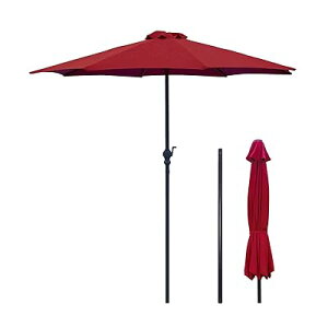 パラソル ガーデンパラソル 270cm uvカット 撥水 鉄製 ハンドル開閉 ビーチパラソル ガーデニング 庭 テラス アウトドア ビーチ キャンプ 日傘 折りたたみ 日よけ (レッド)
