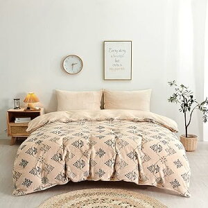 Tametra 掛け布団カバー あったか 布団カバー マイクロファイバー フランネル 毛布タッチ 冬用 北欧風 抗菌 毛玉なし 静電気防止 防寒対策 着脱簡単 通気性 暖かい 保温性 全開ファスナー 6ヶ