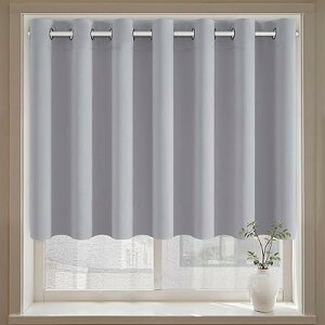 カフェカーテン 遮光カーテン 小窓 80cm丈 ライトグレー 1枚 ハトメ型 遮光 断熱 UVカット 目隠し 間仕切り 洗える 寝室 キッチン リビング 車内