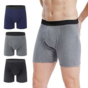 失禁パンツ 紳士尿漏れパンツ 介護パンツ 【高吸水・高防臭・ 蒸れにくく】綿 無地 150cc<軽失禁用>前開き トランクス 紳士 男性用 メンズ 3色組