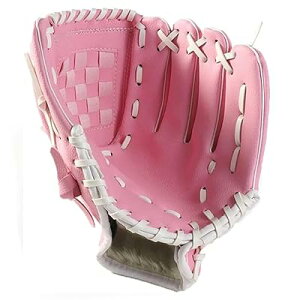 野球グローブ 親子用 軟式 野球用 クラブ グローブ キャッチボール 練習用 すぐに遊べるボール付き 初心者向け 大人用 子ども用 低学年用 右投げ用(左手着用) (大人用12.5インチ, ピンク)