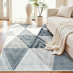 カーペット 洗える 140х200cm ラグ 夏 約1.5畳 幾何学 北欧風 モダン ふわふわ 滑り止め 防音 抗菌防臭 室内用 長方形 ラグマット オールシーズン適用 三角形柄 カラーマッチング グレー