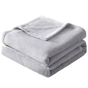 毛布 暖かい 軽量 柔らかく肌触り フランネル 洗える 静電気防止 ブランケット なめらか ふんわり 速乾 マイクロファイバー シングル・140x200cm ライトグレー
