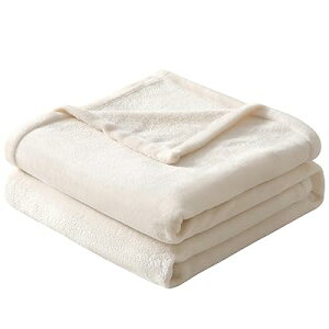 毛布 暖かい 軽量 柔らかく肌触り フランネル 洗える 静電気防止 ブランケット なめらか ふんわり 速乾 マイクロファイバー シングル・140x200cm アイボリー