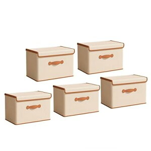 収納ボックス 衣類収納ケース 幅45×奥行35×高さ25cm 5個セット ワードローブの整理 衣装ケース 収納ボックス おしゃれ 収納カゴ 布製 蓋付き ハンドル付き 大容量 折りたたみ式デザイン 耐久