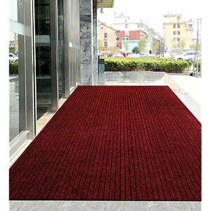 玄関マット 業務用 家庭用 屋外 室内 滑り止め 速乾 吸水 泥落とし 洗える エントランスマット 耐磨耗性 玄関 オフィス お店(レッド 90*150)