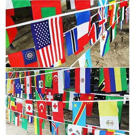 万国旗 連旗 100ヶ国分 運動会 国際交流 世界 国旗 展示会場 競技場 文化祭 サッカー 体育 イベント バー 装飾 スポーツ応援 長さ25m 日本 日の丸有り