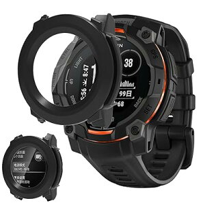 For GARMIN(K[~)Instinct 3 Dual Power/AMOLED 45mm pP[X̌^ KX یJo[ Sʕی KX 9HیtB+PCJo[ ȒP ϏՌ ߗ wh~ (ubN)