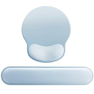 マウスパッド リストレスト 一体型マウスパッド 手首サポート 人間工学に基づいた (グラデーション・グレー・ブルーセット)