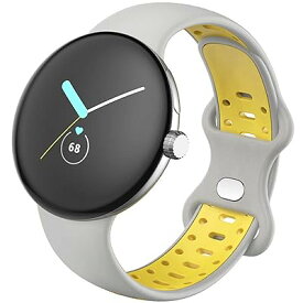 Pixel Watch専用 バンド シリコン製 【2色配色】 通気製良いGoogle グーグルPixel Watch向けの 交換バンド 軽量 防水 スポーティー Pixel Watchバンド/ベルト(グレーイエロー|Lサイズ)
