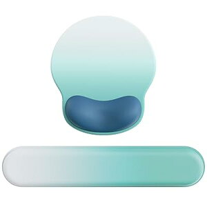 マウスパッド リストレスト 一体型マウスパッド 手首サポート 人間工学に基づいた (グラデーションホワイトブルーセット)