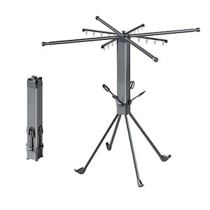 洗濯物干し 室内物干し 物干しスタンド 部屋干しラック 折りたたみ 屋外 コンパクト 伸縮式 省スペース 布団干し (グレー, ピンチハンガー付き)