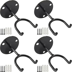 野球バットディスプレイホルダー 4個 - 多目的で丈夫な壁掛けラック 記念品用 - ソフトボール用フック - ブラックハンガー