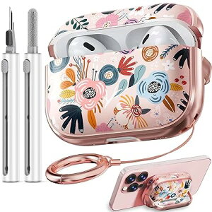 for AirPods Pro 2/1 �P�[�X �Z�L�����e�B���b�N�t���A�L���[�g�l�C�ԕ� Airpods pro ��1����/��2���� �J�o�[ �g�уX�^���h�t���A�N���[�j���O�L�b�g�ƃL�[�z���_�[�t�� ���q�pAirPod Pro �P�[�X(2023 USB