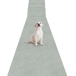 ロングカーペット 80×600cm 厚さ4mm ズレない 洗える 撥水 おしゃれ 無地 廊下用 カーペットタイプ TPR 防音 ラグ ペット 置くだけで吸着 マット ラグマット 玄関マット 階段マット(ライトグレ
