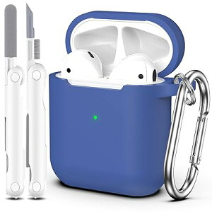 AirPods �P�[�X�J�o�[�AAirPods �� 2 ����Ƒ� 1 ����p�̃\�t�g�V���R���Ռ��z���ی�P�[�X�A�X�L���^�b�`�L�[�`�F�[���ƃN���[�j���O�L�b�g�t���A�t�����g LED ���A���C�����u���[