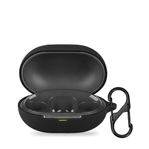 For Soundpeats clip1 ケース カバー シリコン 保護ケース 充電便利 全面保護 紛失防止 滑り止め 軽量 キズ防止 スリム 薄型 旅行 耐衝撃 防塵-ブラック