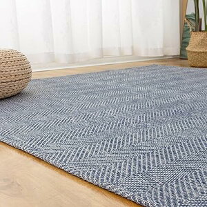 ラグ カーペット 春 夏 190x240cm 3畳 ラグマット ヘリンボン柄 北欧 じゅうたん 無地調 幾何学模様 床保護 防音 リビング 滑り止め オールシーズン適用 安心素材 ネイビー