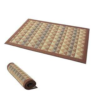 い草 玄関マット ござ ラグ マット 60x90cm ウレタン入り 厚手 ふっくら 滑り止め付き 裏貼り 和風 モダン おしゃれ 長方形 紋織り ブラウン 室内 消臭 抗カビ
