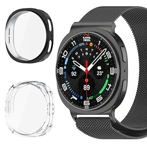 �P�[�X Samsung Galaxy watch 8 44 mm �Ή� �y2������z �t�B���� ��̌^ galaxy watch 8 40 mm �p �h���h�o �ی�P�[�X �J�o�[ TPU �S�ʕی� �����ȒP �����ߗ� �\�t�g �w��h�~ �ϐF�h�~ �Ϗ�