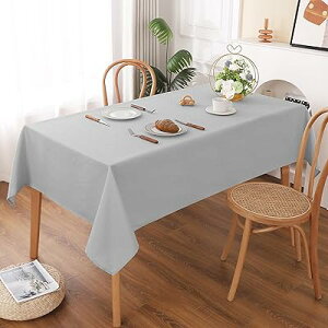 テーブルクロス 長方形 撥水 大判 無地 汚れ防止 おしゃれ シンプル テーブルカバー リネン類 耐熱 丸洗い お手入れ簡単 業務用・家庭用 グレー 140X240cm