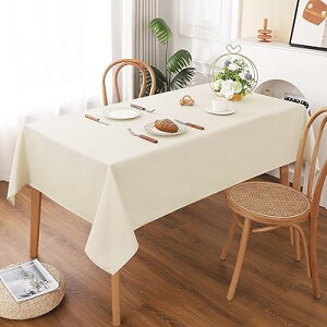 テーブルクロス 長方形 撥水 大判 方形 大きめ 無地 汚れ防止 おしゃれ シンプル テーブルカバー リネン類 耐熱 速乾 丸洗い お手入れ簡単 業務用・家庭用 ベージュ 140x320cm