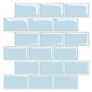 タイルシール キッチン 耐熱 防水 洗面所 トイレ DIY 家具やアイテムの装飾 タイルシート 壁紙シール 3D リメイクシート (30x30cm, 4枚, 北欧スカイブルー)