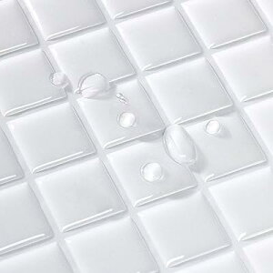 【売れ筋】 タイルシール 防水 耐熱 キッチン 洗面所 トイレ DIY 家具やアイテムの装飾 タイルシート 壁紙シール 3D リメイクシート (25x25cm, 10枚, モザイク・ホワイト)