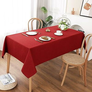 テーブルクロス 長方形 大きめ 撥水 大判 方形 大きめ 無地 汚れ防止 おしゃれ シンプル テーブルカバー リネン類 耐熱 速乾 丸洗い お手入れ簡単 業務用・家庭用 レッド 140x220cm