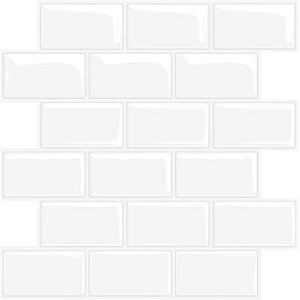 「優しい北欧の白」タイルシール 防水 耐熱 キッチン 洗面所 トイレ DIY 家具やアイテムの装飾 タイルシート 壁紙シール 3D リメイクシート(30x30cm, 4枚)