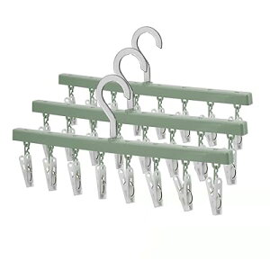 LuckyCode 洗濯物ハンガー ピンチハンガー 3本セット 一字型ハンガー 物干し ハンガー 洗濯 乾燥ハンガー 洗濯バサミラック 室内外両用 省スペース 折りたたみ式 洗濯物干し クリップハンガー