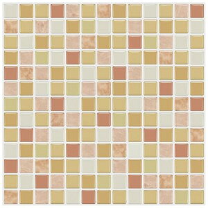 タイルシール 防水 耐熱 キッチン 洗面所 トイレ DIY 家具やアイテムの装飾 タイルシート 壁紙シール 3D リメイクシート (25x25cm, 4枚, モザイク・イエロー)