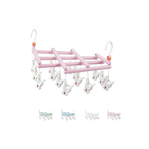 LuckyCode 洗濯物ハンガー ピンチハンガー 伸縮ハンガー 物干し ハンガー 洗濯 乾燥ハンガー 引っぱりハンガー 室内外両用 省スペース 折りたたみ式 洗濯物干し 洗濯ハンガー 回転ピンチ 14ピ