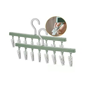 LuckyCode 洗濯物ハンガー ピンチハンガー 2本セット 一字型ハンガー 物干し ハンガー 洗濯 乾燥ハンガー 洗濯バサミラック 室内外両用 省スペース 折りたたみ式 洗濯物干し クリップハンガー