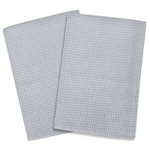 ティータオル キッチンタオル コットン 布巾 食器拭き 吸水 布巾 台拭き 水切りタオル 大判 グレー 2 枚セット ワッフル織り布巾 45 x 65 cm お皿拭きタオル 鍋拭き 食器用布巾 綿 タオル キッチ