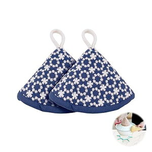 三角鍋つかみ 刺繍なべつかみ 耐熱 2個セット おしゃれでかわいい オーブンミトン 鍋蓋 両手鍋 土鍋 キッチンミトン 柔軟 厚手 滑り止め トライアングル鍋柄ハット 左右兼用 収納便利 キッ