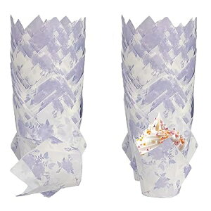 ベーキングカップ 100枚入れ 8号 グラシンカップ マフィンカップ 使い捨て 紙製 耐熱 防水 耐油 電子レンジ オーブン対応 DIY製菓用品 ケーキ 蒸しパンカップ (紫花柄(100枚入れ), 5cm*8cm)