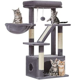 キャットタワー 高さ98cm 低め ミニ 室内用 子猫向け 超スリム 据え置き型 調節可能ハンモッ