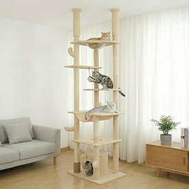 キャットタワー 猫タワー 突っ張り スリム 省スペース 据え置きタイプ 大型猫対応 多頭飼い