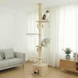 キャットタワー 猫タワー 突っ張り スリム 省スペース 据え置きタイプ 大型猫対応 多頭飼い