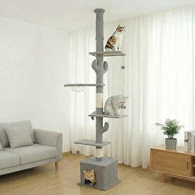 キャットタワー 猫タワー 突っ張り スリム 省スペース 据え置きタイプ 大型猫対応 多頭飼い