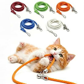 猫じゃらし 交換用 ひも 5本セット 綿ロープ 100cm 鈴付き 両端クリップ 猫用おもちゃ 猫じゃ