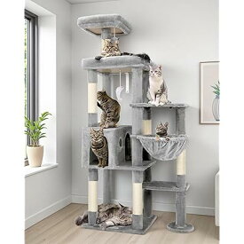 キャットタワー 強い安定性 据え置き型 多機能 猫タワー 超大型見晴台（48cm×42cm）取り外し
